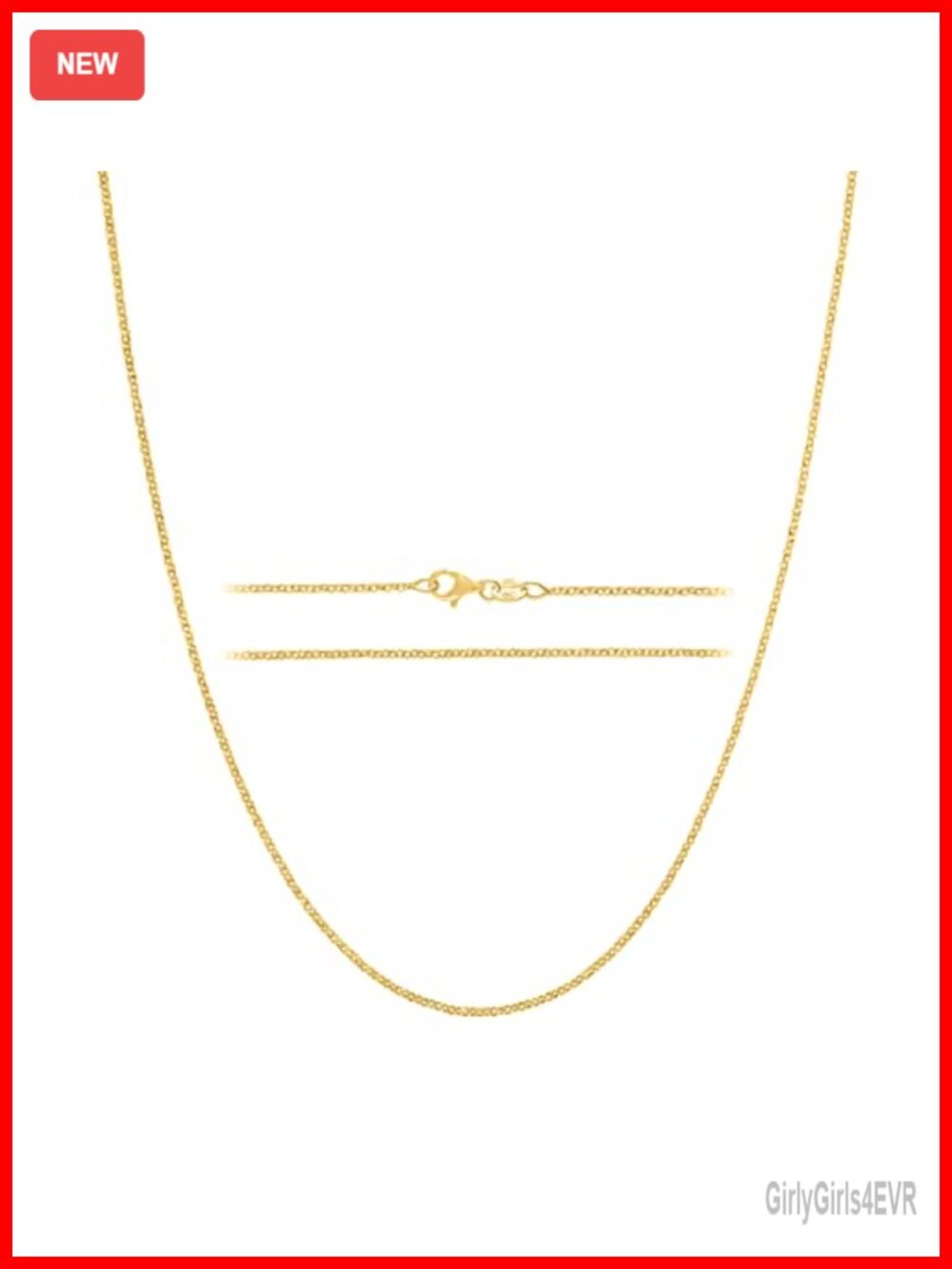 KISPER 14K Gold Plated Over 925 Sterling Silver Cable Link Necklace